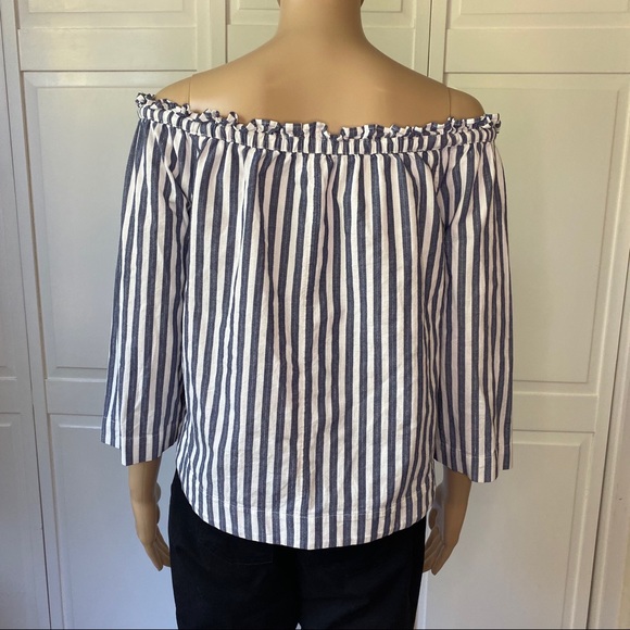 Madewell Shimmer Stripe Off-the-Shoulder Top Sz SM - Picture 7 of 8